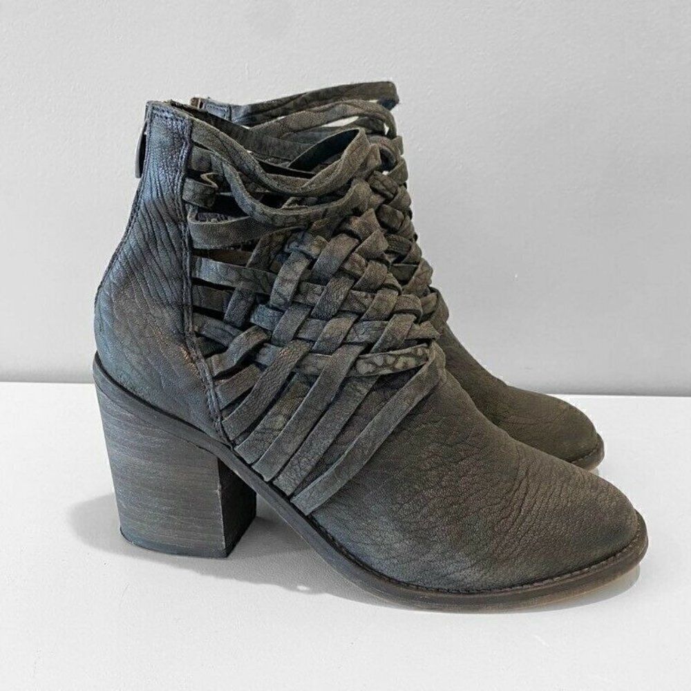 Free People Carrera Woven Ankle Boots Booties Black 38